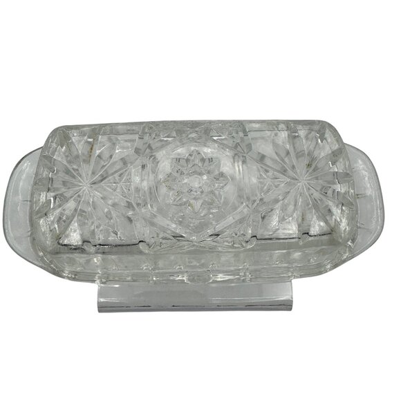 Brillance Cut Glass Star of David Covered Butter Dish - Picture 2 of 5